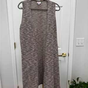 LuLaRoe Brown and Cream Knit Cardigan Size L